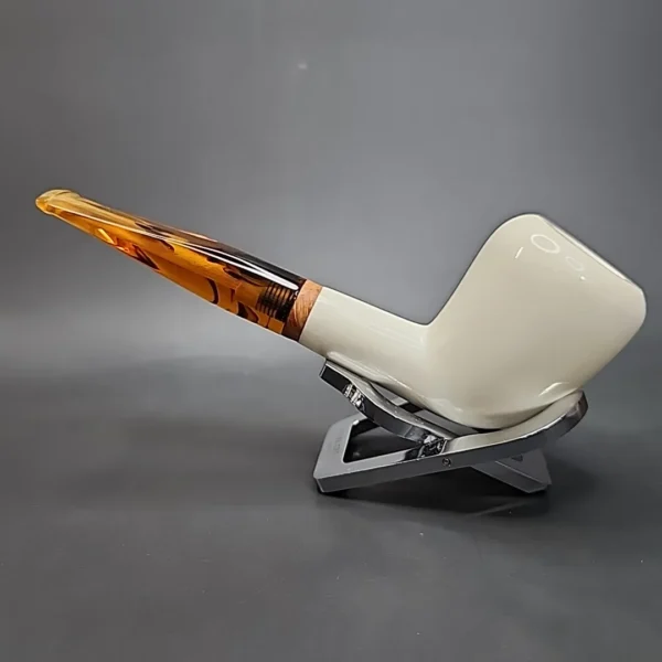 MBSD Meerschaum Deluxe Pear Block Meerschaum Pipe, Briar-Mortise - Image 7