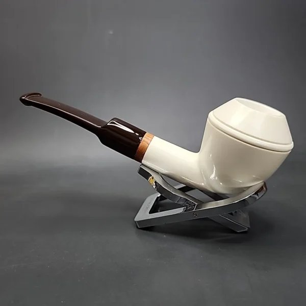 MBSD Meerschaum Deluxe Bent Rhodesian Block Meerschaum Pipe, Briar-Mortise - Image 7