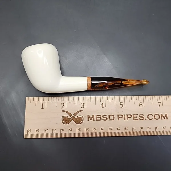 MBSD Meerschaum Deluxe Pear Block Meerschaum Pipe, Briar-Mortise - Image 8