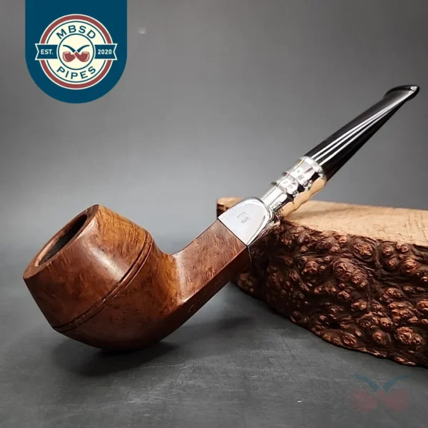Elwood by Les Wood Silver Spigot Bulldog Estate Briar Pipe, English Estates, 9mm