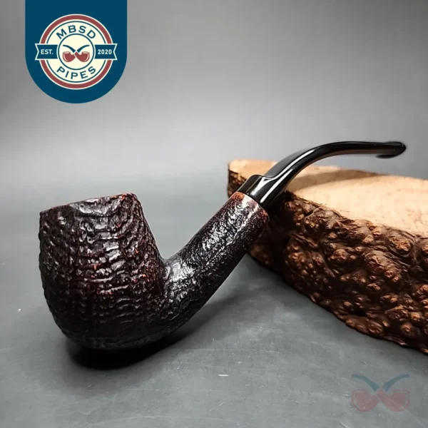Barlings Make Ye Olde Wood Fossil 225 L TVF Sandblasted Bent Billiard Estate Briar Pipe, English Estates