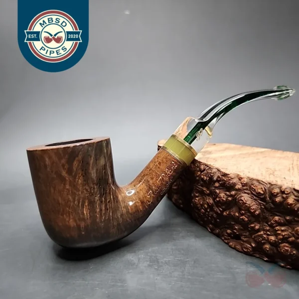 Aldo Velani Colori 55 Green Bent Billiard Estate Briar Pipe, Unsmoked