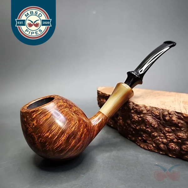 G Pipes Smooth Bent Egg with Horn, Handmade Briar Pipe, New
