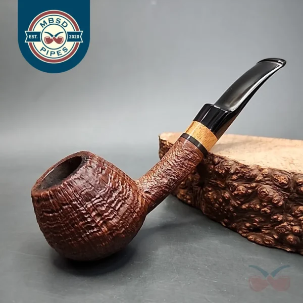 Peter Heeschen A Grade Sandblasted Bent Brandy Estate Briar Pipe, Danish Estates