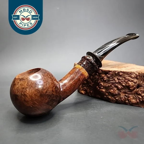 Mutcat Smooth Bent Ball Handmade Briar Pipe, New