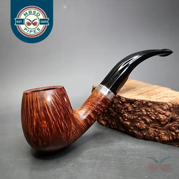 Gigi Fiamma Bent Billiard w/ Sterling Silver Estate Briar Pipe, Unsmoked