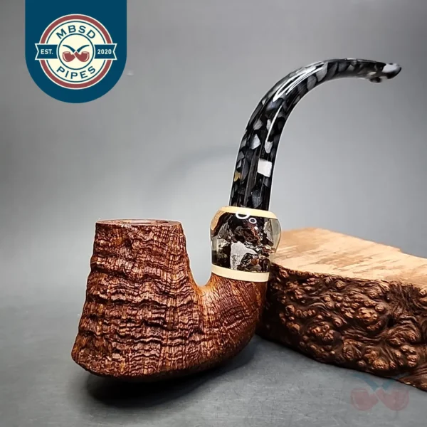 Michael Parks V.9 Sandblasted Volcano w/ Meteorite Estate Briar Pipe, Canadian Estates