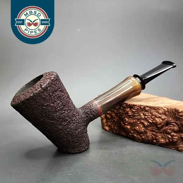Bennie Joe Rusticated Cherrywood w/ Horn Handmade Briar Pipe, New