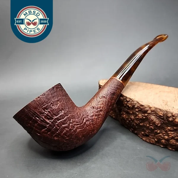 Dave Neeb Partially Sandblasted Bent Dublin Handmade Briar Pipe, New