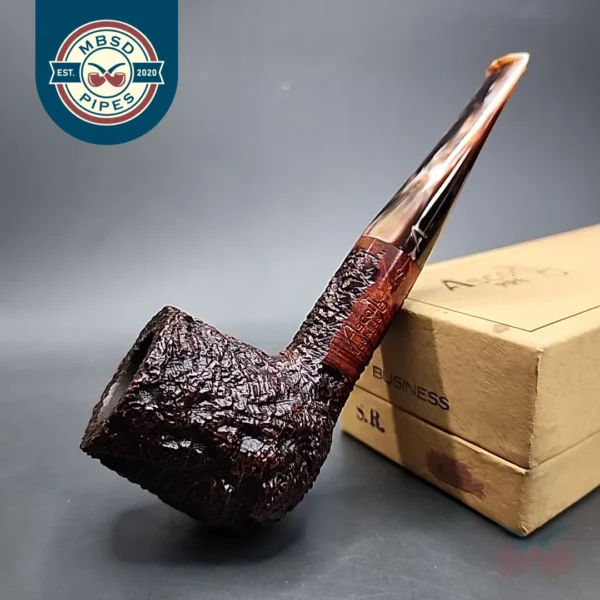 Ascorti Business KS Rusticated Billiard Estate Briar Pipe, Italian Estates