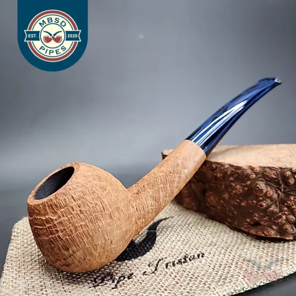 Pipe Tristan Sandblasted Bent Apple Handmade Briar Pipe, New [SOLD]