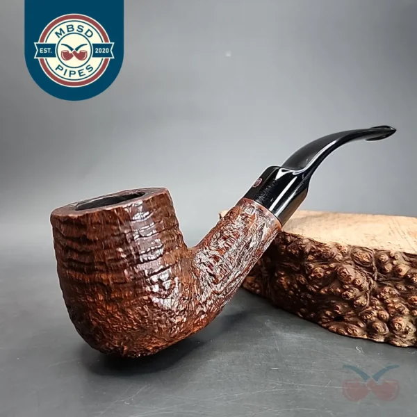 James Upshall Sandblasted Bent Billiard Estate Briar Pipe, English Estates