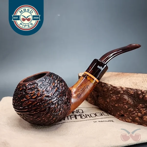 Stefano Santambrogio Rusticated Bent Rhodesian Estate Briar Pipe, Italian Estates [SOLD]