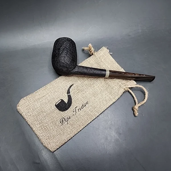 Pipe Tristan Sandblasted Billiard, Handmade Briar Pipe, New [SOLD] - Image 3