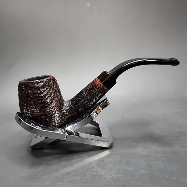 Barlings Make Ye Olde Wood Fossil 225 L TVF Sandblasted Bent Billiard Estate Briar Pipe, English Estates - Image 3