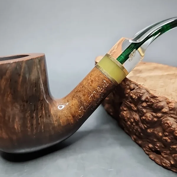 Aldo Velani Colori 55 Green Bent Billiard Estate Briar Pipe, Unsmoked - Image 3