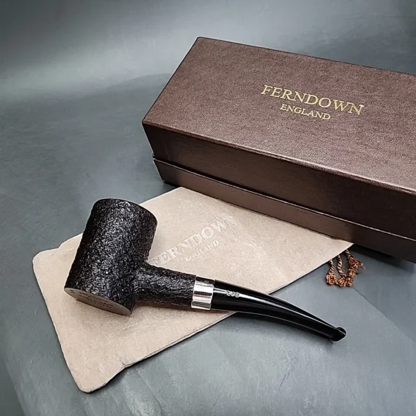 Ferndown Bark 2 Star Bent Poker Estate Briar Pipe, Unsmoked - Image 3