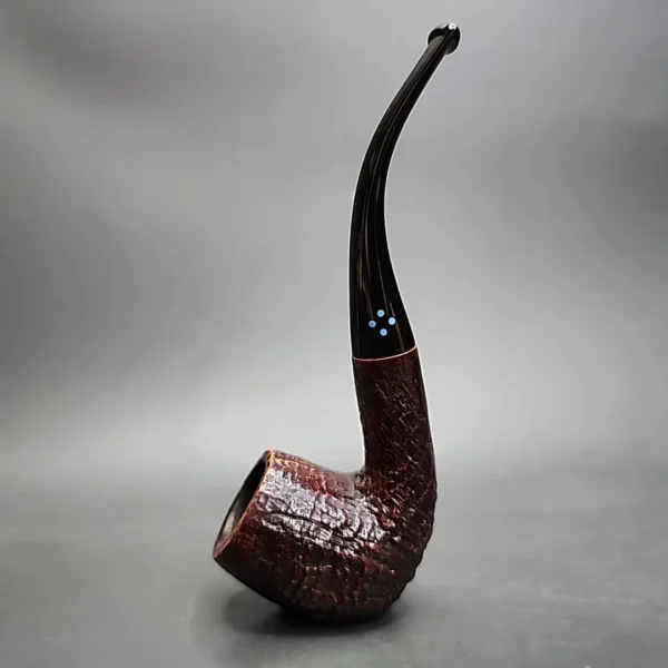 Sasieni Ruff Root Dark 4dot Sandblasted Sitter Estate Briar Pipe, French Estates [SOLD] - Image 3