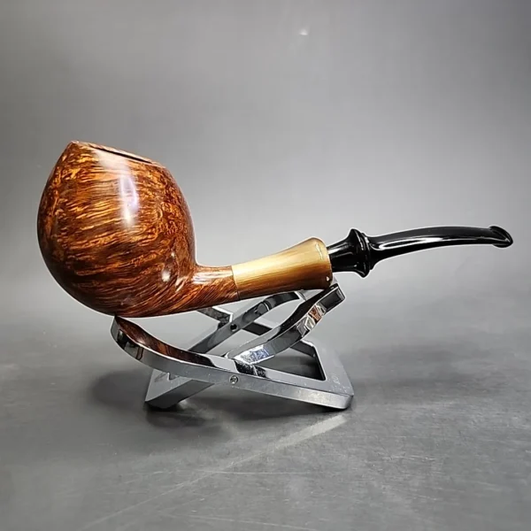 G Pipes Smooth Bent Egg with Horn, Handmade Briar Pipe, New - Image 3