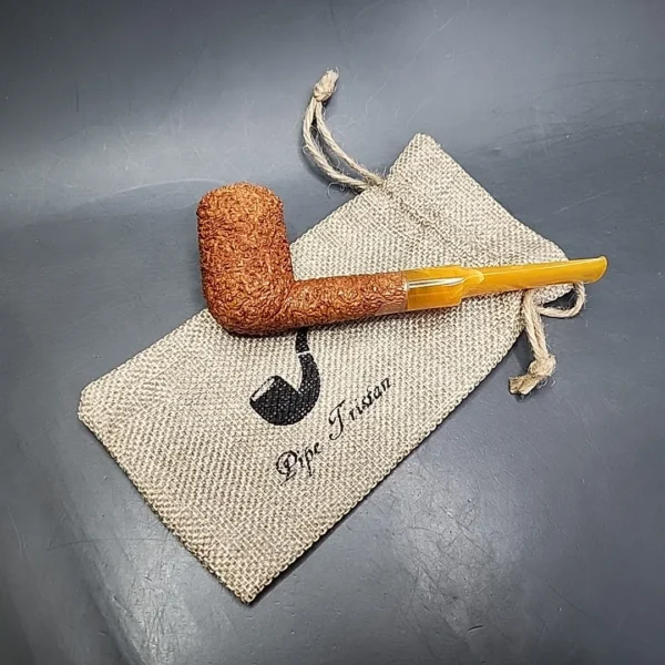 Pipe Tristan Rusticated Billiard Handmade Briar Pipe, New - Image 3