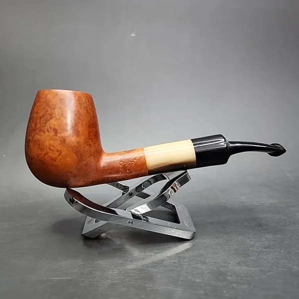 Gigi Millennium Smooth Bent Brandy w/ Horn Estate Briar Pipe, Unsmoked - Image 3