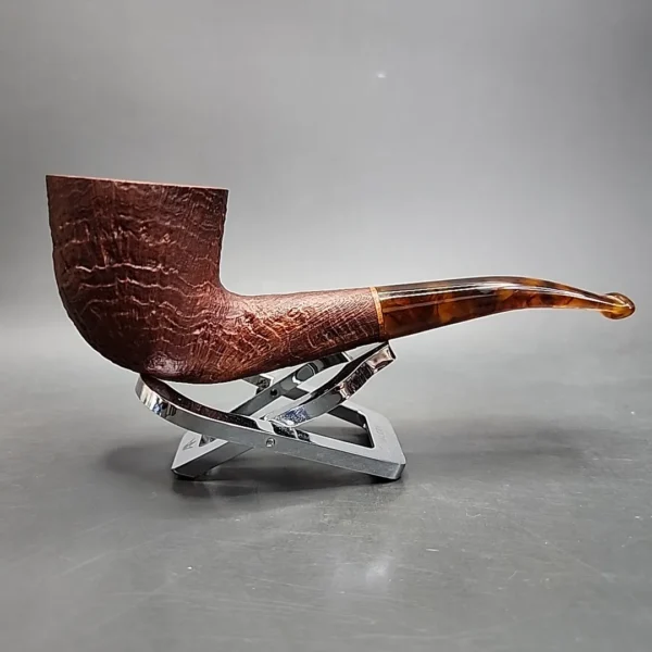 Dave Neeb Partially Sandblasted Bent Dublin Handmade Briar Pipe, New - Image 3