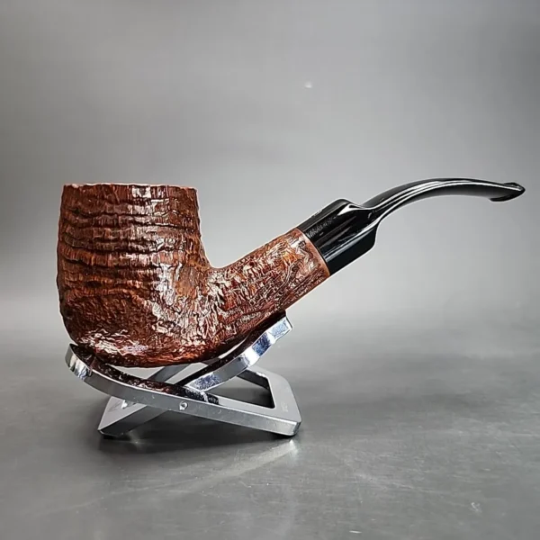 James Upshall Sandblasted Bent Billiard Estate Briar Pipe, English Estates - Image 3