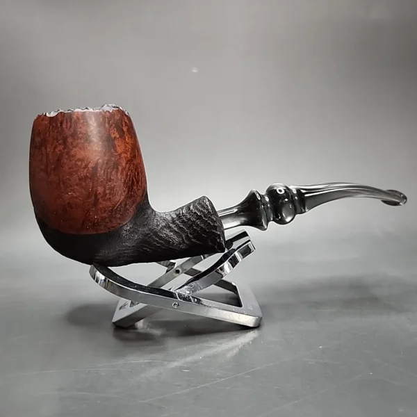 Bari Wiking Partially Sandblasted Egg Estate Briar Pipe, Unsmoked [SOLD] - Image 3