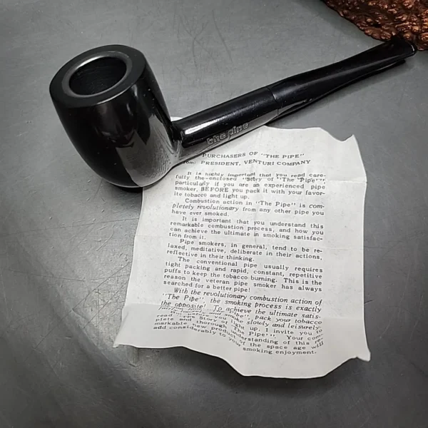 The Pipe by Venturi, Black Smooth Straight Billiard Estate Pipe, Unsmoked - Image 4