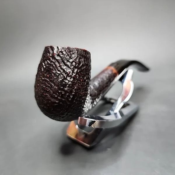 Barlings Make Ye Olde Wood Fossil 225 L TVF Sandblasted Bent Billiard Estate Briar Pipe, English Estates - Image 4