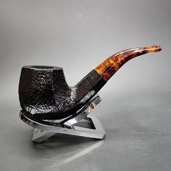 Savinelli Ottagono Sandblasted Bent Panel Briar Pipe, 6mm - Image 4