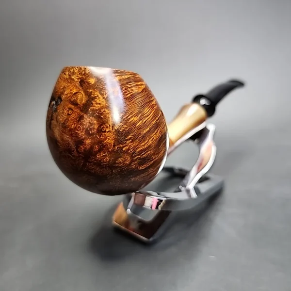 G Pipes Smooth Bent Egg with Horn, Handmade Briar Pipe, New - Image 4