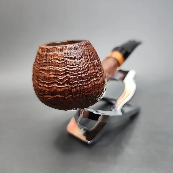 Peter Heeschen A Grade Sandblasted Bent Brandy Estate Briar Pipe, Danish Estates - Image 4