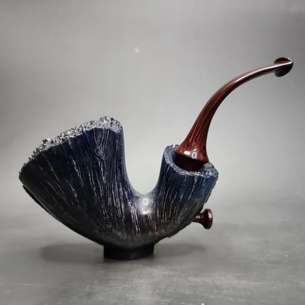Moonlight Feather Carved Dublin Handmade Briar Pipe, New - Image 4