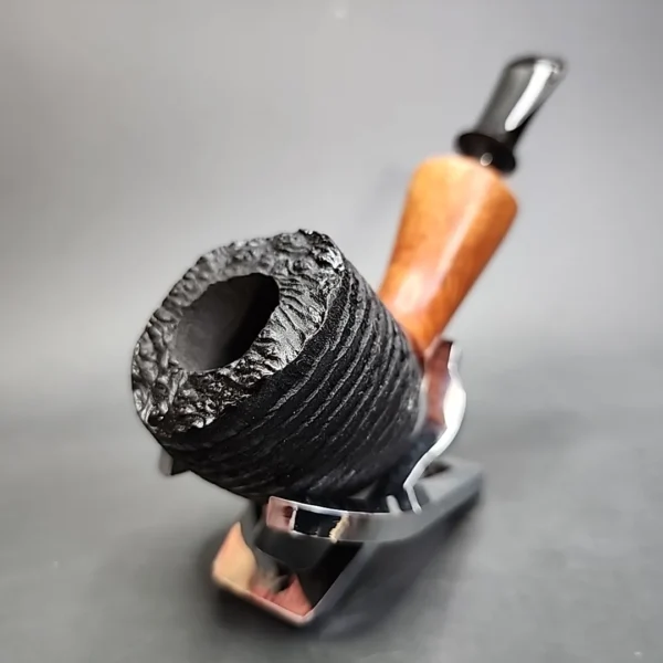 Bennie Joe Partially Rusticated Acorn Handmade Briar Pipe, New - Image 4