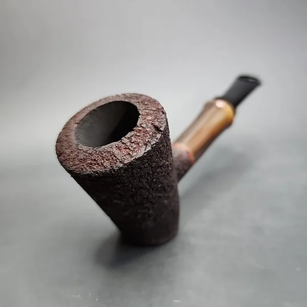 Bennie Joe Rusticated Cherrywood w/ Horn Handmade Briar Pipe, New - Image 4