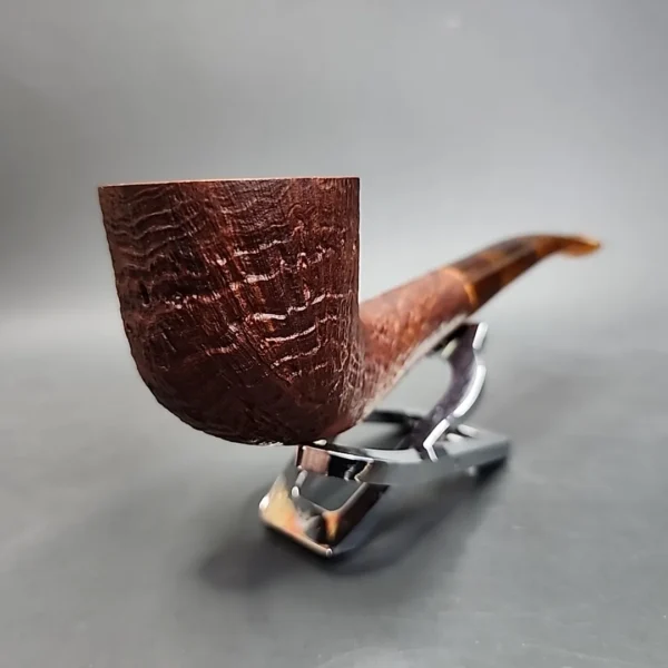 Dave Neeb Partially Sandblasted Bent Dublin Handmade Briar Pipe, New - Image 4