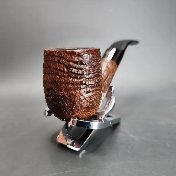 James Upshall Sandblasted Bent Billiard Estate Briar Pipe, English Estates - Image 4