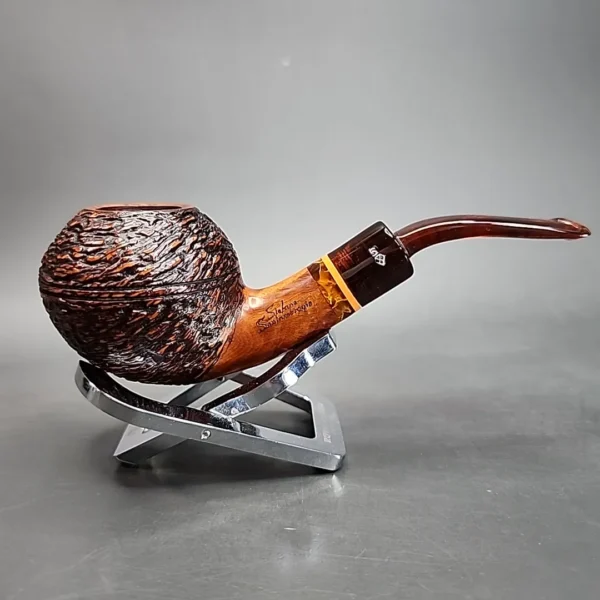 Stefano Santambrogio Rusticated Bent Rhodesian Estate Briar Pipe, Italian Estates [SOLD] - Image 4