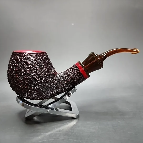 Rinaldo Lithos YY Titania, Rusticated Apple Estate Briar Pipe, Unsmoked [SOLD] - Image 4