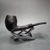 Chris Morgan Workshop Sandblasted Bent Egg Handmade Briar Pipe, New - Image 5