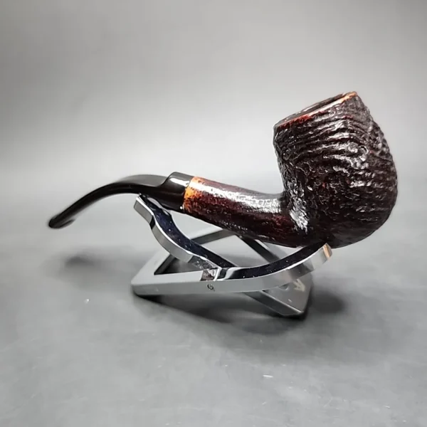 Barlings Make Ye Olde Wood Fossil 225 L TVF Sandblasted Bent Billiard Estate Briar Pipe, English Estates - Image 5
