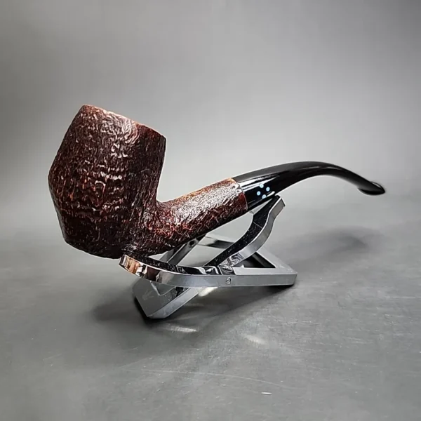 Sasieni Ruff Root Dark 4dot Sandblasted Sitter Estate Briar Pipe, French Estates [SOLD] - Image 5