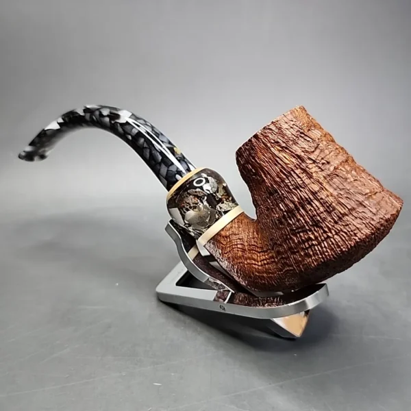 Michael Parks V.9 Sandblasted Volcano w/ Meteorite Estate Briar Pipe, Canadian Estates - Image 6