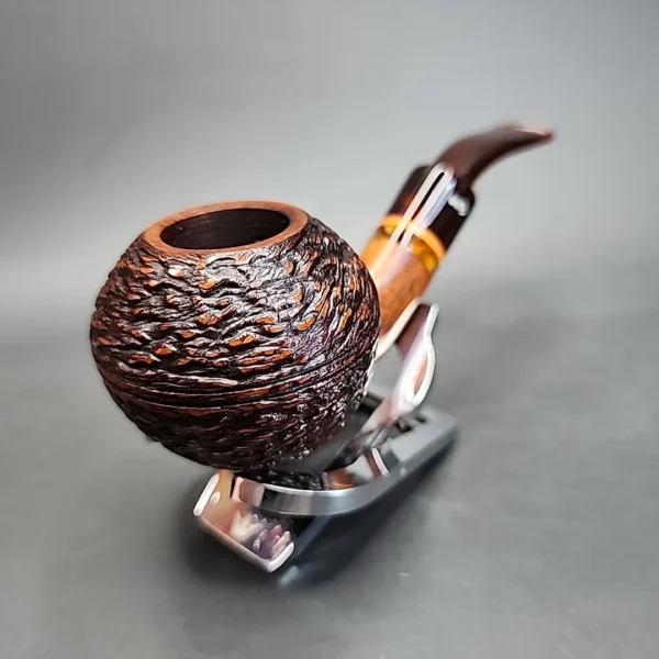 Stefano Santambrogio Rusticated Bent Rhodesian Estate Briar Pipe, Italian Estates [SOLD] - Image 6