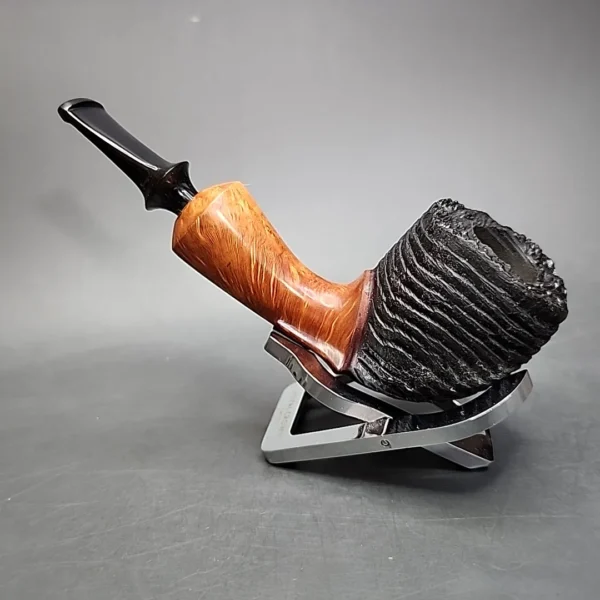 Bennie Joe Partially Rusticated Acorn Handmade Briar Pipe, New - Image 7