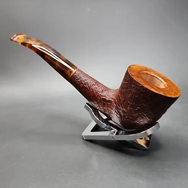 Dave Neeb Partially Sandblasted Bent Dublin Handmade Briar Pipe, New - Image 7