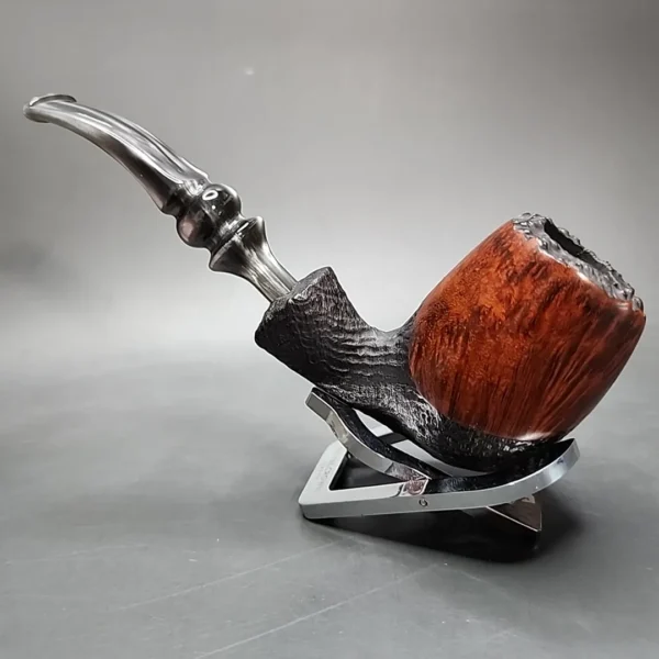 Bari Wiking Partially Sandblasted Egg Estate Briar Pipe, Unsmoked [SOLD] - Image 7