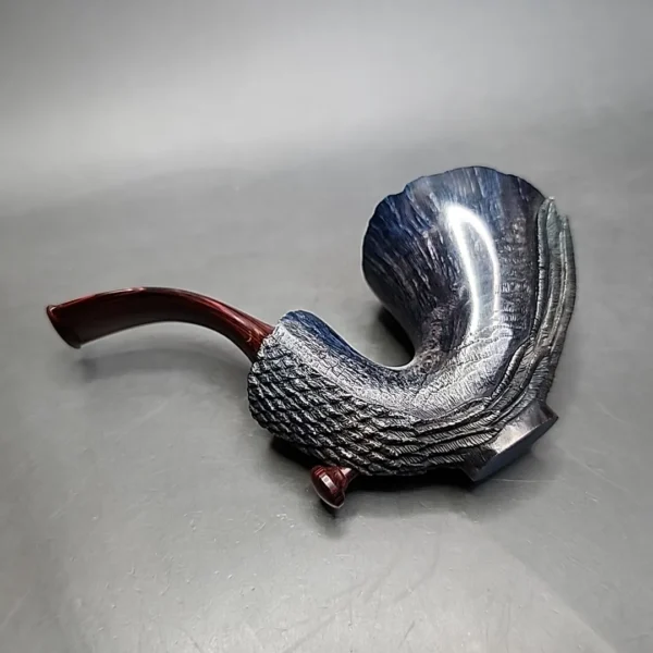 Moonlight Feather Carved Dublin Handmade Briar Pipe, New - Image 8