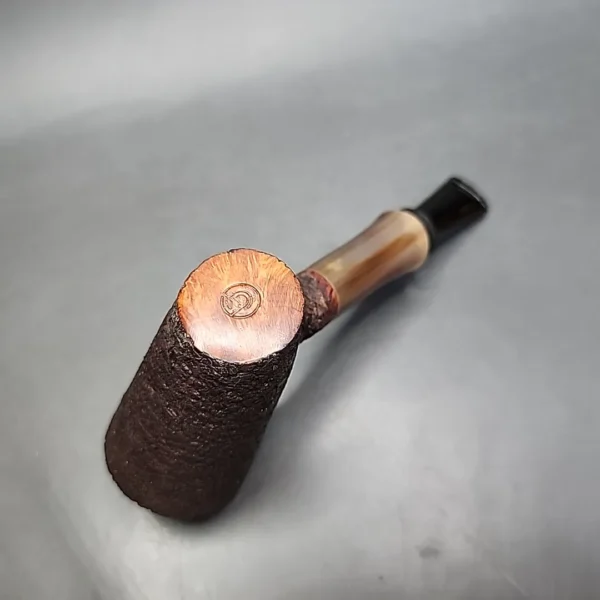 Bennie Joe Rusticated Cherrywood w/ Horn Handmade Briar Pipe, New - Image 8